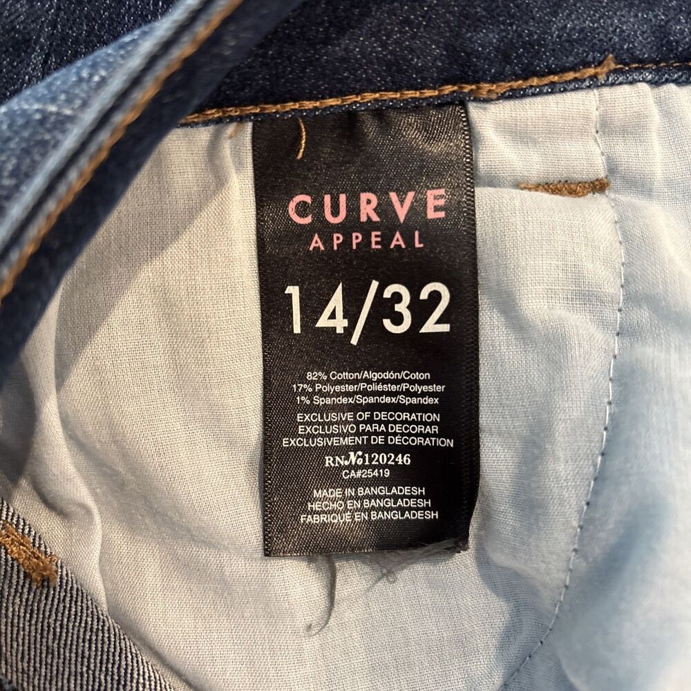 Curve Appeal Jeans Women's Sz 14/32 Stretch Dark Wash Normcore Cute Trendy - Picture 3 of 7